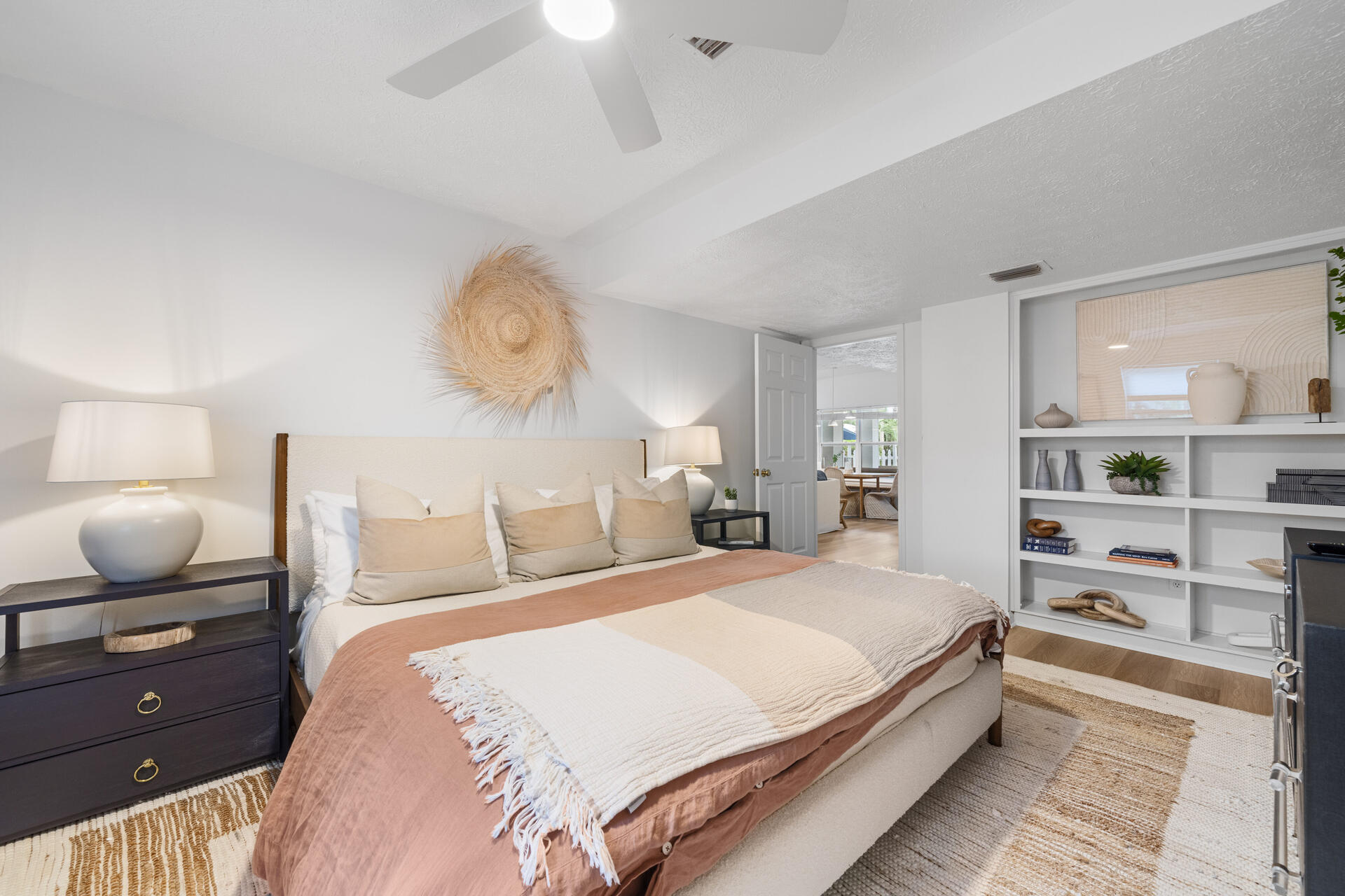 169 Pompano Street Inlet Beach, FL 32461 - Photo 56 of 91 a bedroom with a bed and a chandelier