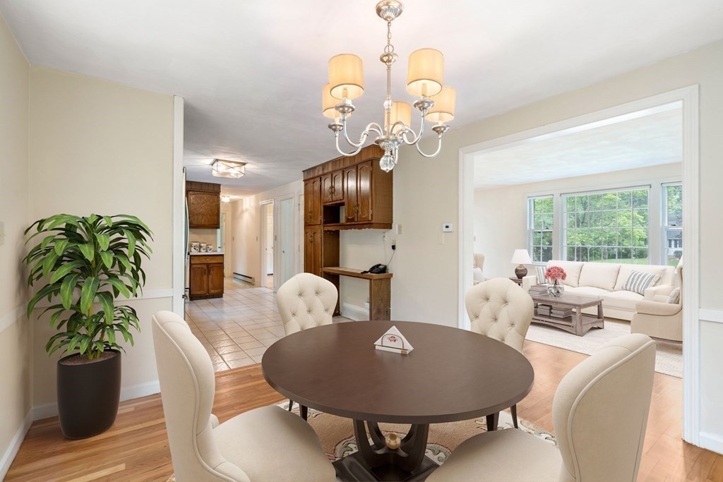 5 Parmenter Road Sudbury, MA 01776 - Photo 8 of 33 a dining room with furniture potted plants and wooden floor
