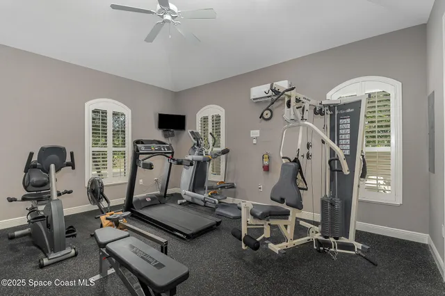 a view of a room with gym equipment