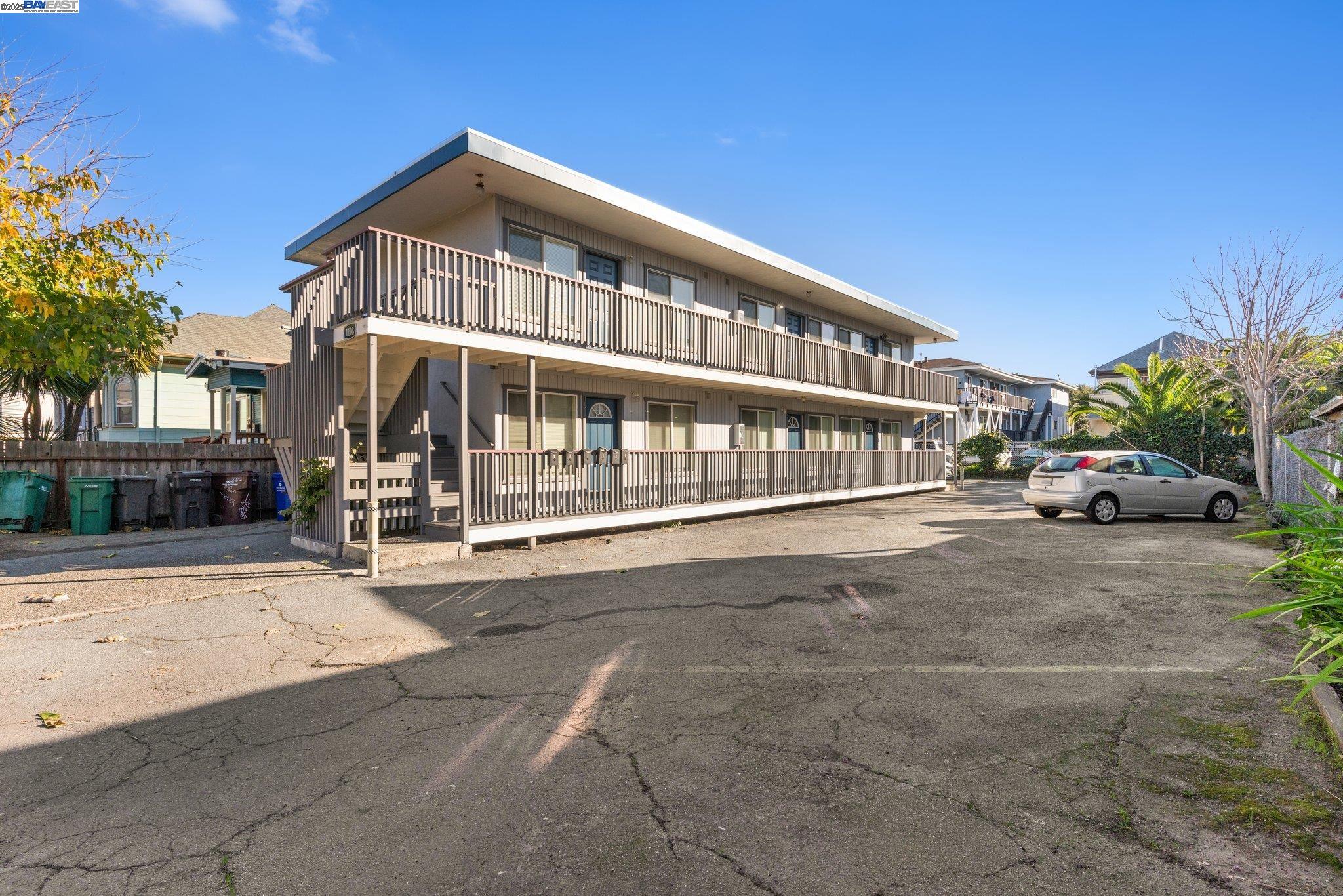 a front view of a building with street view