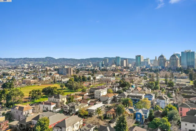 a view of a city with tall buildings