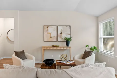 a living room with furniture