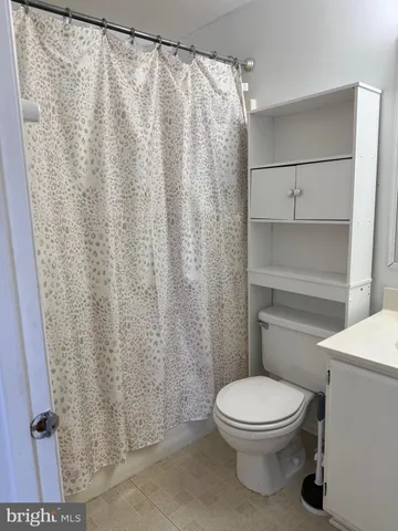 a white toilet sitting next to a shower curtain