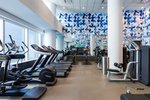 a view of a room with gym equipment
