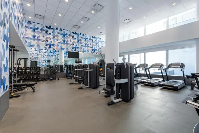 a view of a room with gym equipment