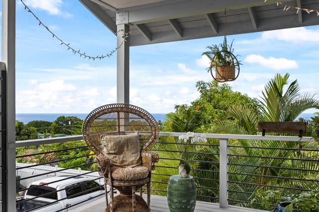 a view of a porch with furniture