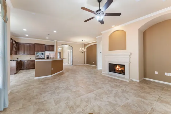 a view of a porch with a big yard
