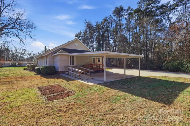 a balcony with a yard
