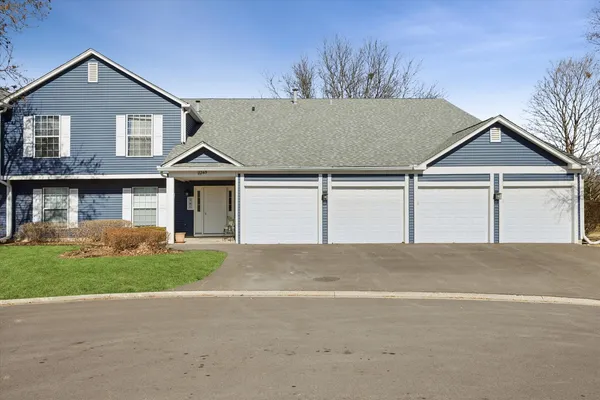 a view of outdoor space yard and garage
