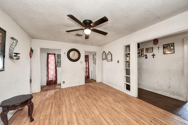 a view of a livingroom with a flat screen tv