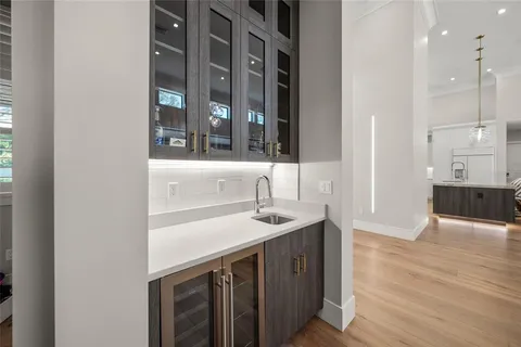 a bathroom with a bathtub and shower