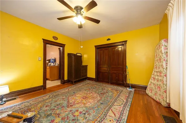 a view of a hallway with a washer and dryer