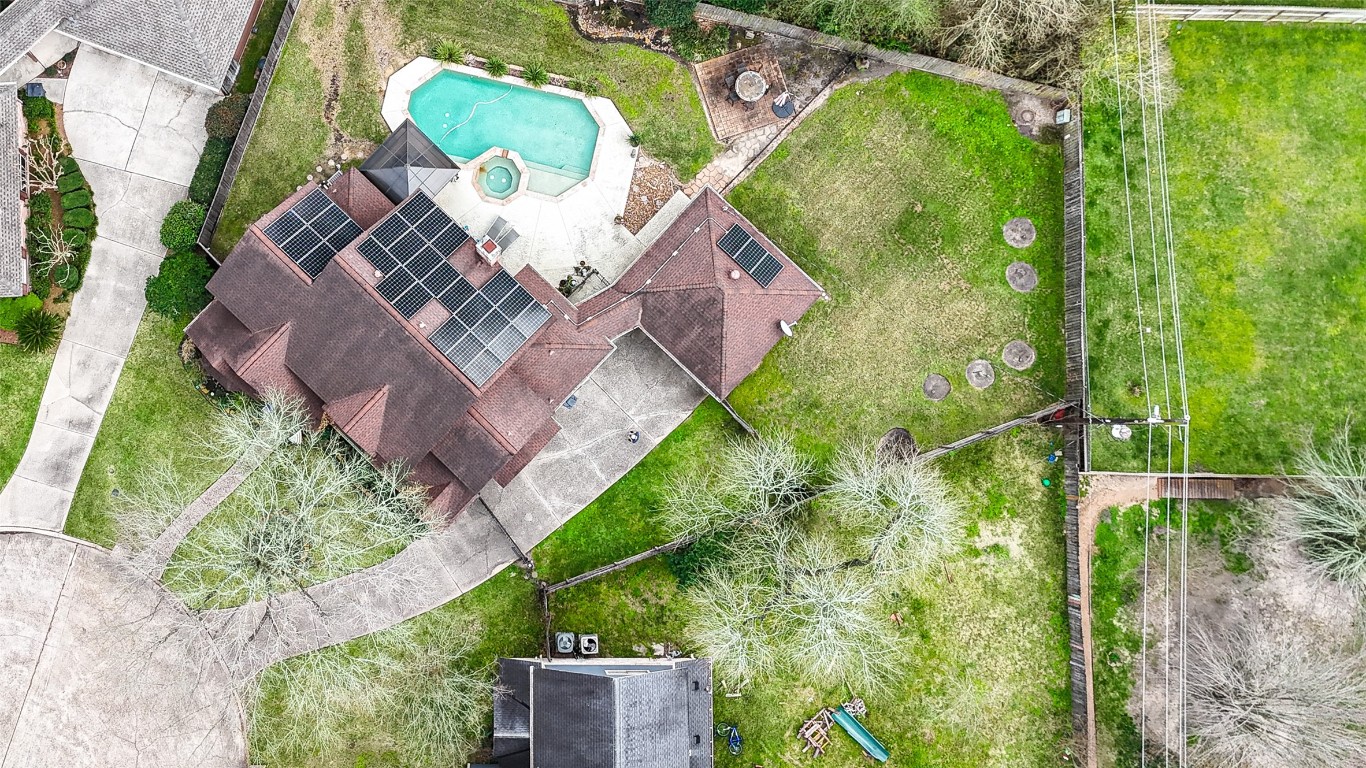 5527 Glenmere Lane Spring, TX 77379 - Photo 35 of 40 an aerial view of a house with a yard and a large trees