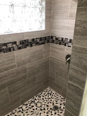 a bathroom with a shower