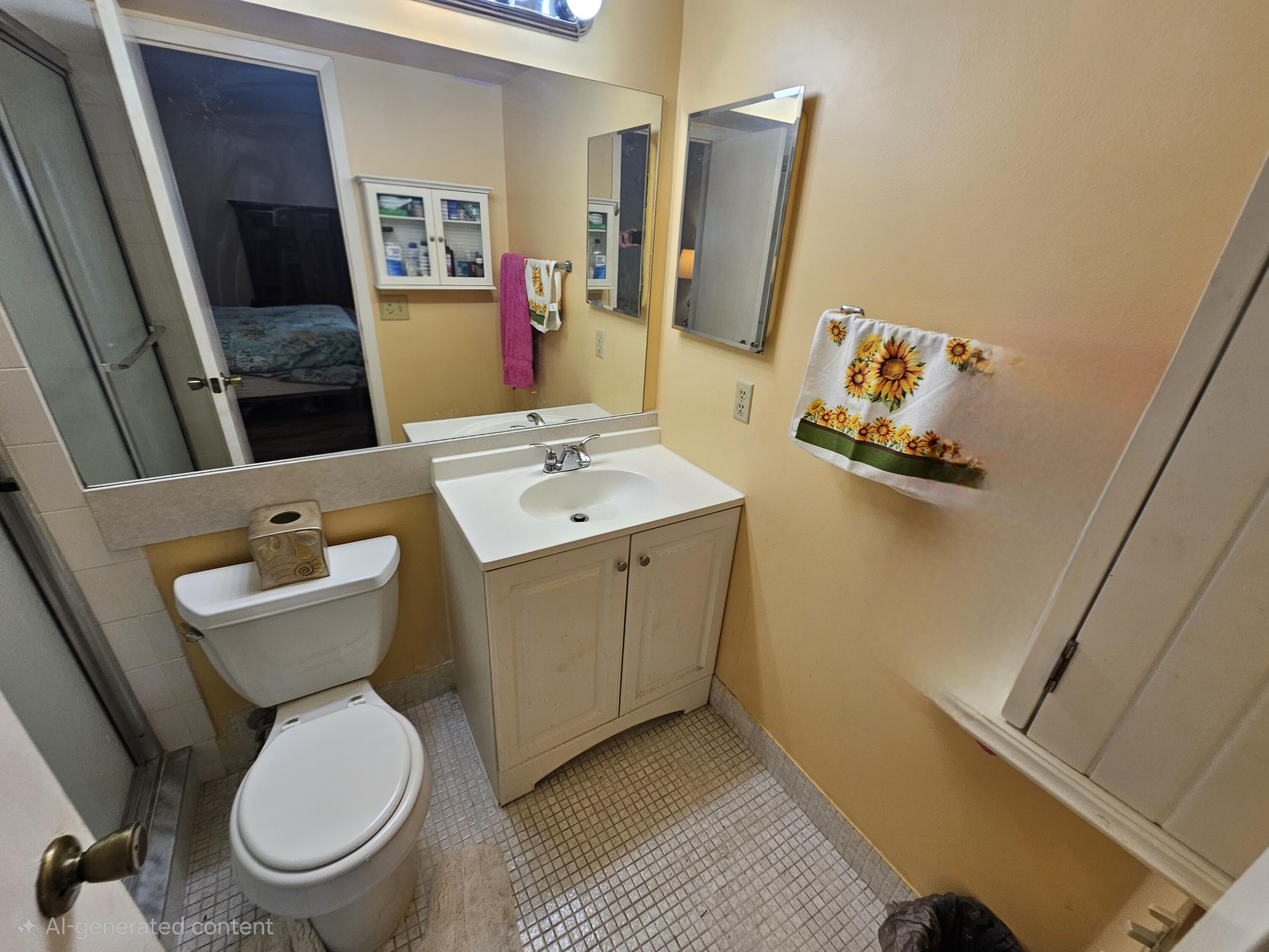 3055 Ainslie Drive, Unit 3055 Boca Raton, FL 33434 - Photo 10 of 26 a bathroom with a toilet sink and mirror