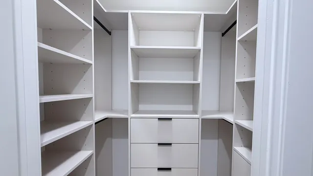 a view of an empty walk in closet