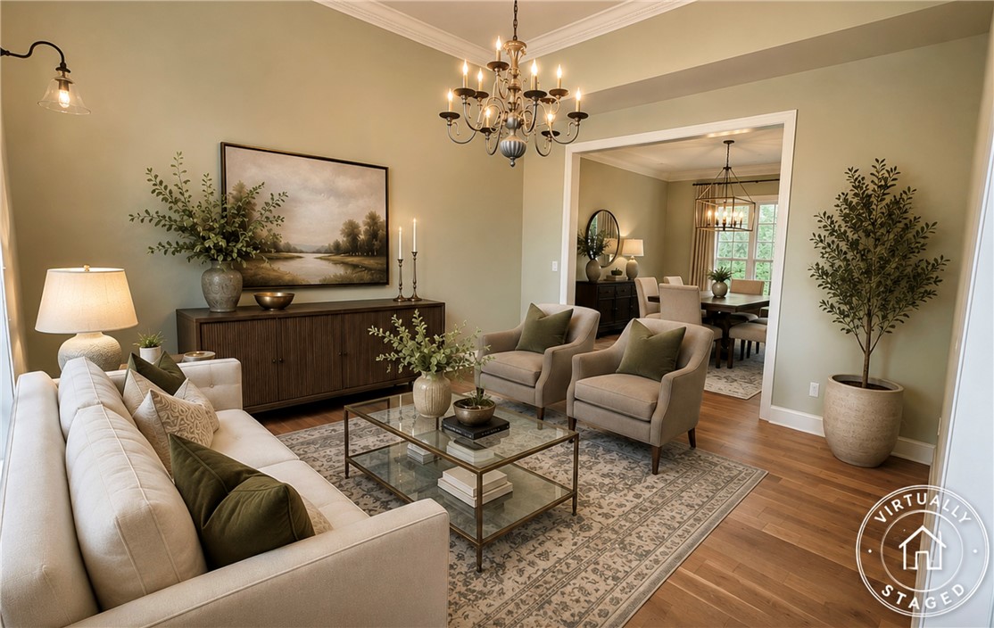 Virtually staged formal living and dining
