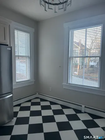a black and white checkered floor