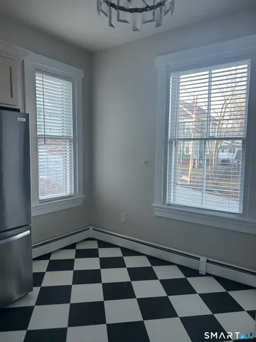 a black and white checkered floor
