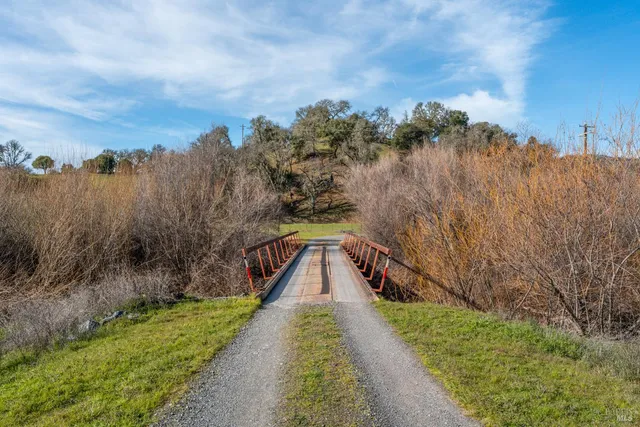 a view of a yard with large trees