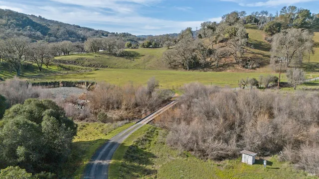 a view of a lake with a mountain in the back