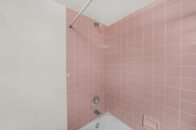 a bathroom with a bathtub