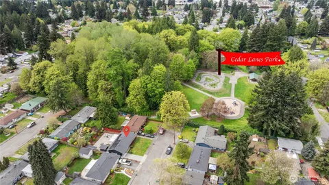 an aerial view of a house