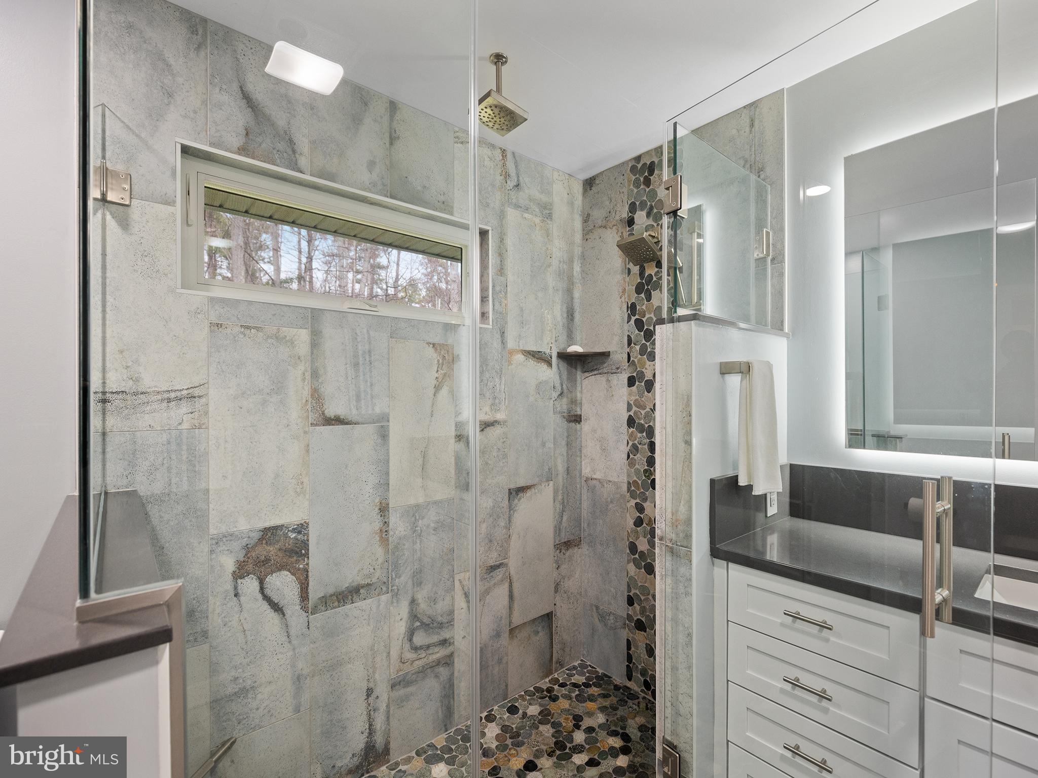 855 Big Road Lusby, MD 20657 - Photo 24 of 48 a bathroom with a glass shower door and a sink