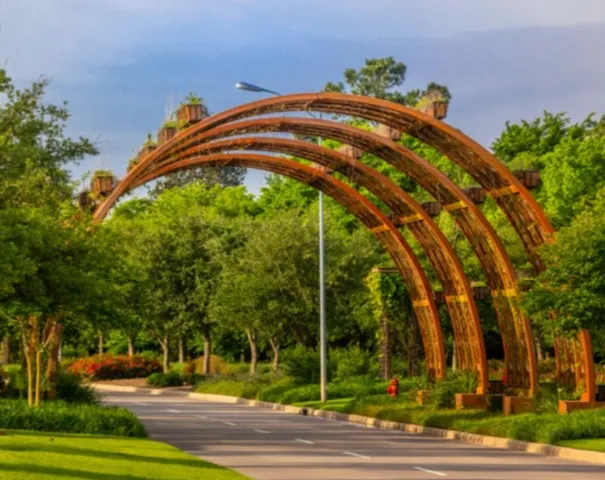 a view of a swimming pool with a fountain
