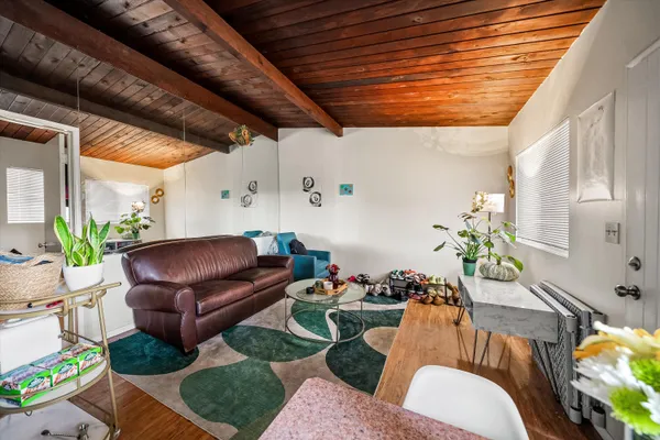 a outdoor living space with furniture and a potted plant
