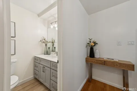 a view of a room with racks on the wall