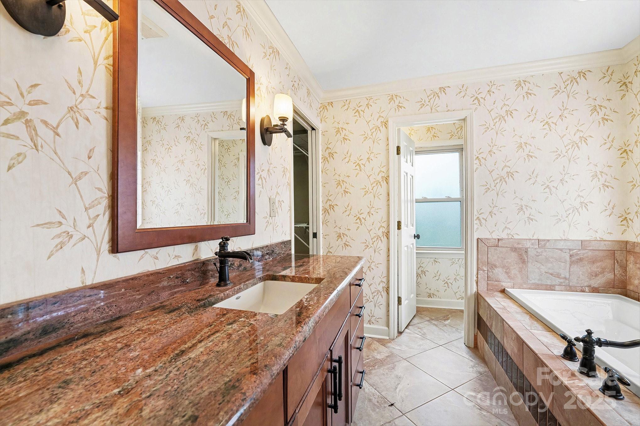 217 Nottingham Drive Huntersville, NC 28078 - Photo 25 of 41 a bathroom with a granite countertop tub sink and mirror