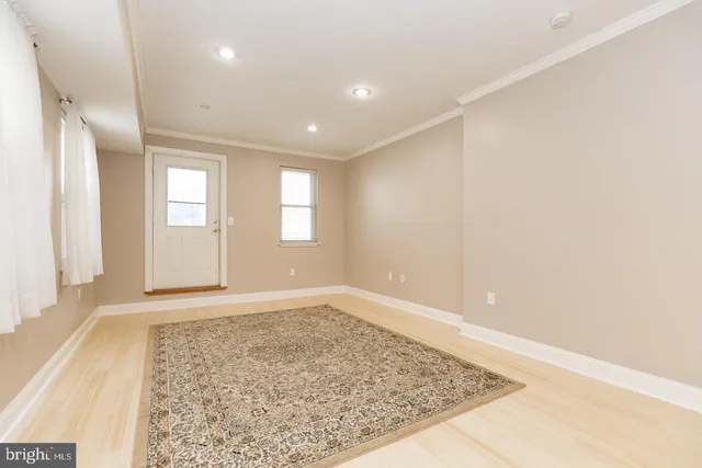 an empty room with windows