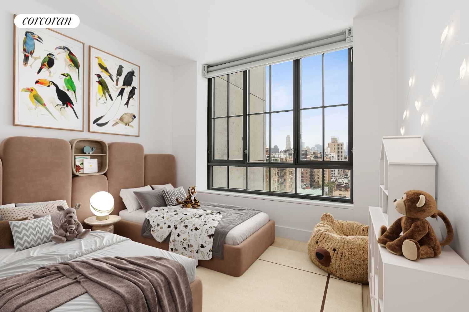 60 East 86th Street, Unit 16 Manhattan, NY 10028 - Photo 5 of 12 a bedroom with two beds and a large window with chair