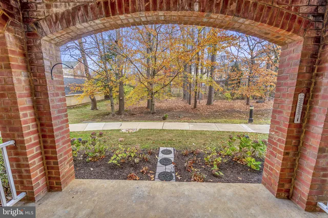 a view of a garden with a bench