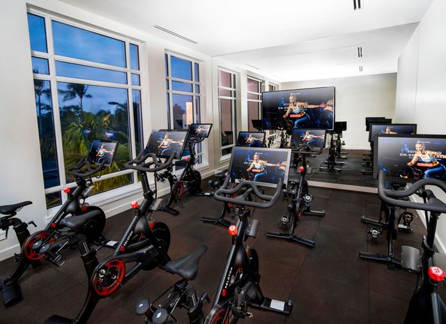 a view of a room with gym equipment