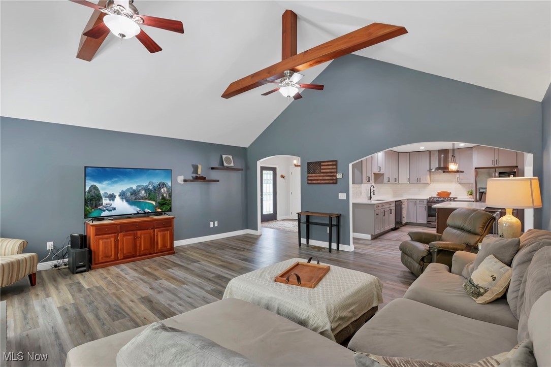 1890 Baltimore Road Northwest Lancaster, OH 43130 - Photo 19 of 50 Living room with wood-type flooring and ceiling fan