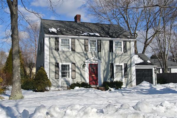 a front view of a building