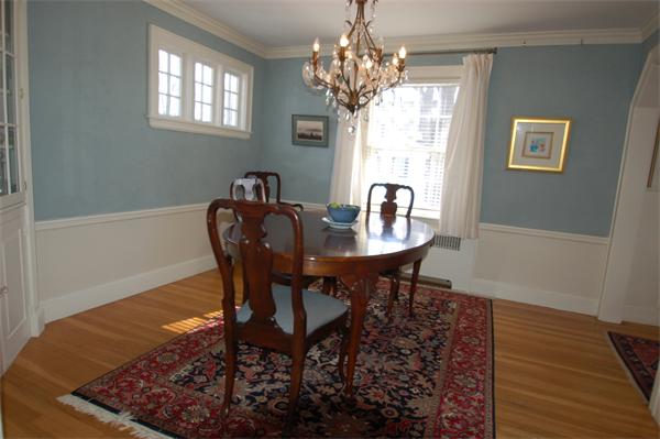 5 Garrison Road Wellesley, MA 02482 - Photo 8 of 19 a dining room with furniture a rug and wooden floor