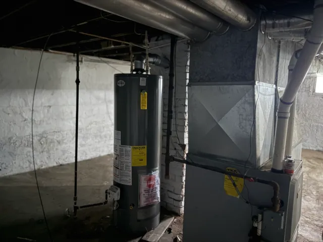 a close view of water heater room