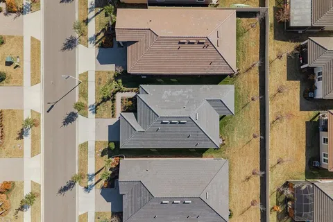 a view of a lake with houses