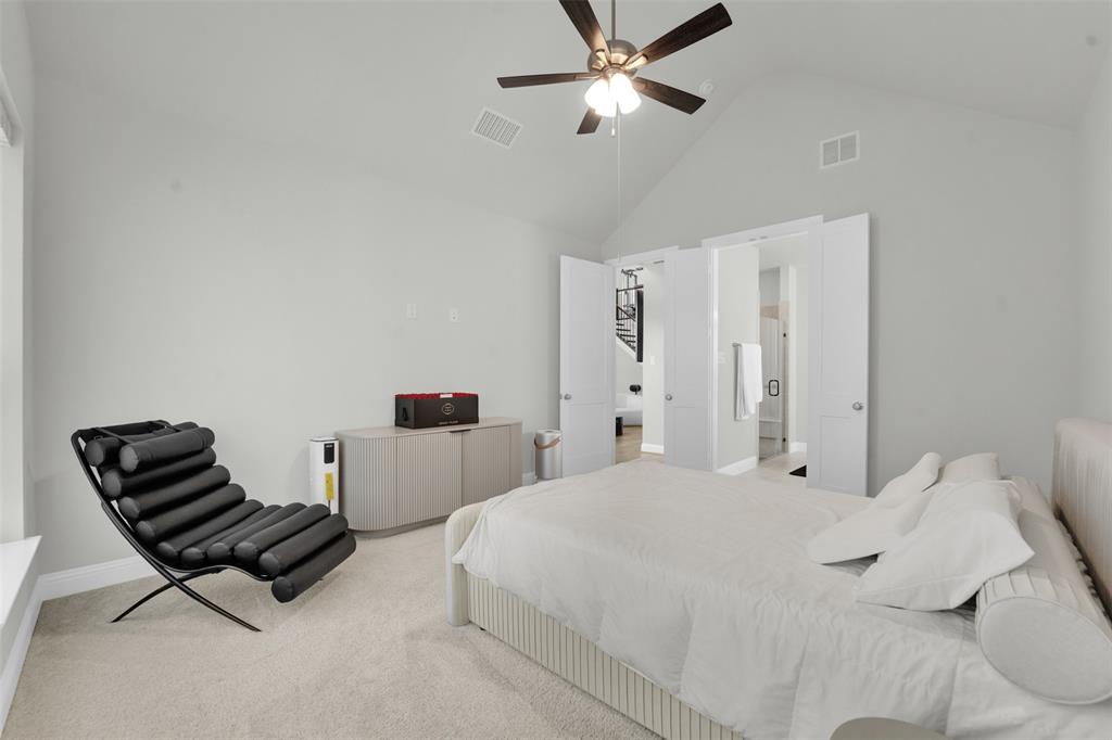 3520 Helios Lane Corinth, TX 76208 - Photo 17 of 37 Vaulted ceiling featuring a ceiling fan with integrated lighting