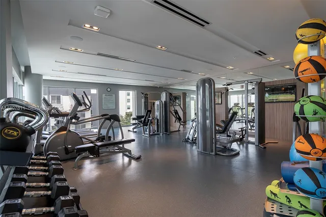 a view of a room with gym equipment