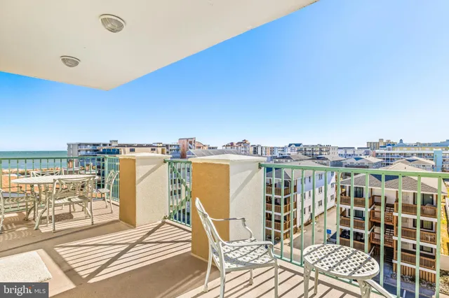 a view of a balcony with city view