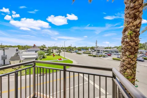 a view of city from a balcony