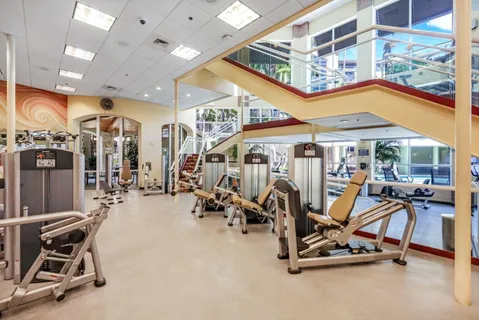 a view of a room with gym equipment
