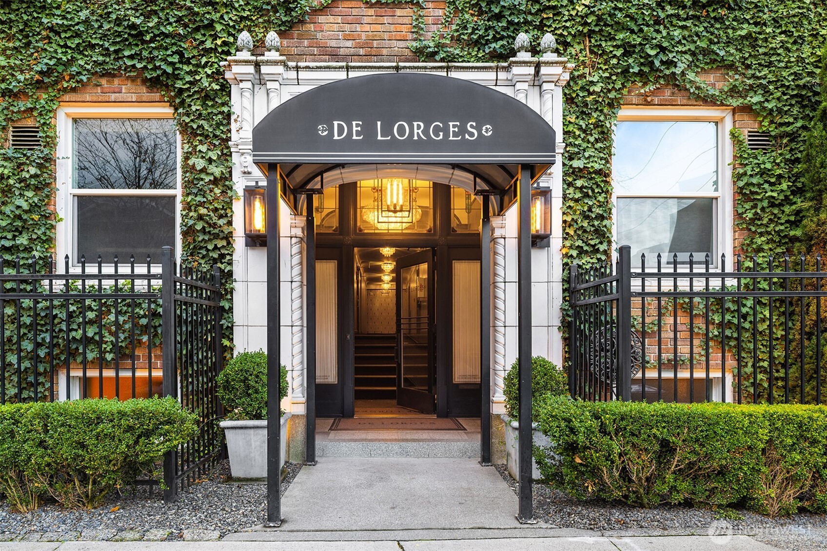 a front view of a building