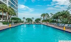 a view of a swimming pool with a yard