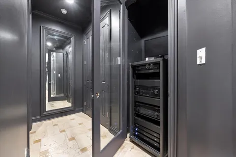 a bedroom with furniture and a bed