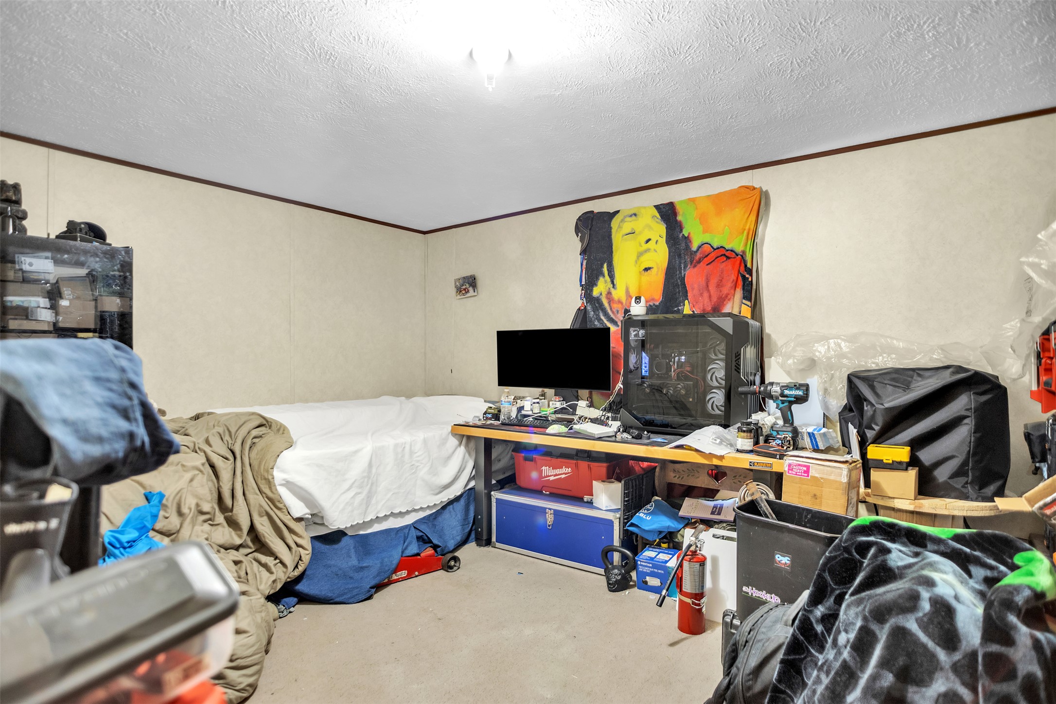 363 El Rey Drive Kyle, TX 78640 - Photo 24 of 40 Bedroom with ornamental molding, a textured ceiling, and concrete floors